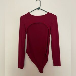 Chic Long Sleeve Burgundy Bodysuit